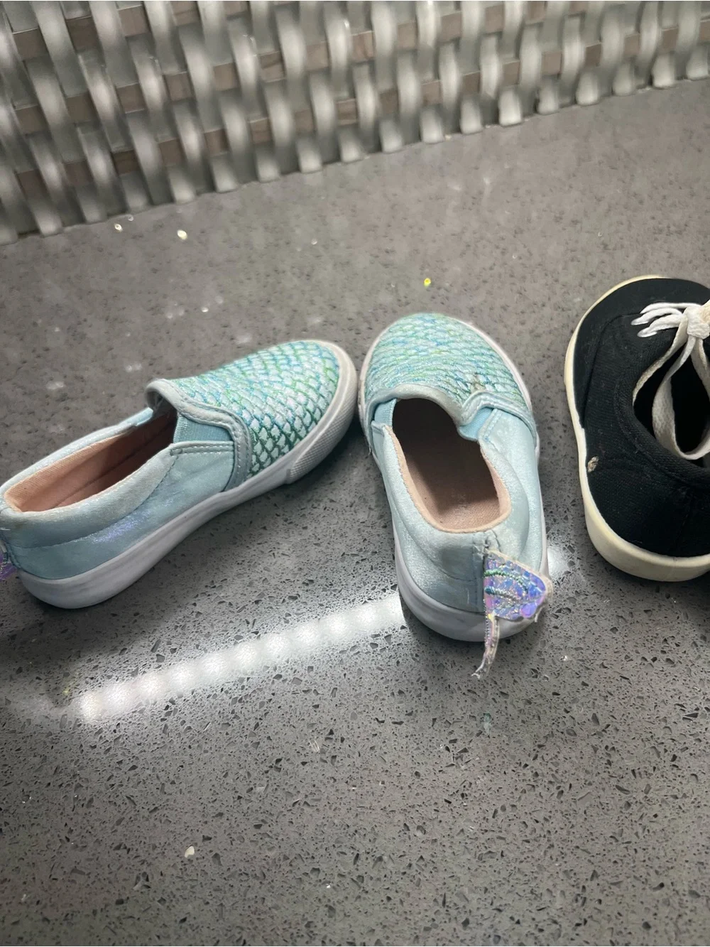 Kids Black Canvas Lace-Up Sneakers set of 3, size 7